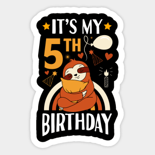 It's My 5th Birthday Sloth Sticker